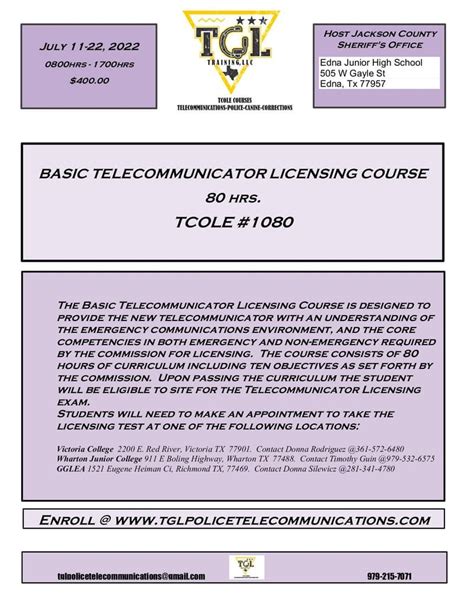 Telecommunication and Jailer. . Tcole handbook